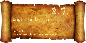 Unyi Terézia névjegykártya